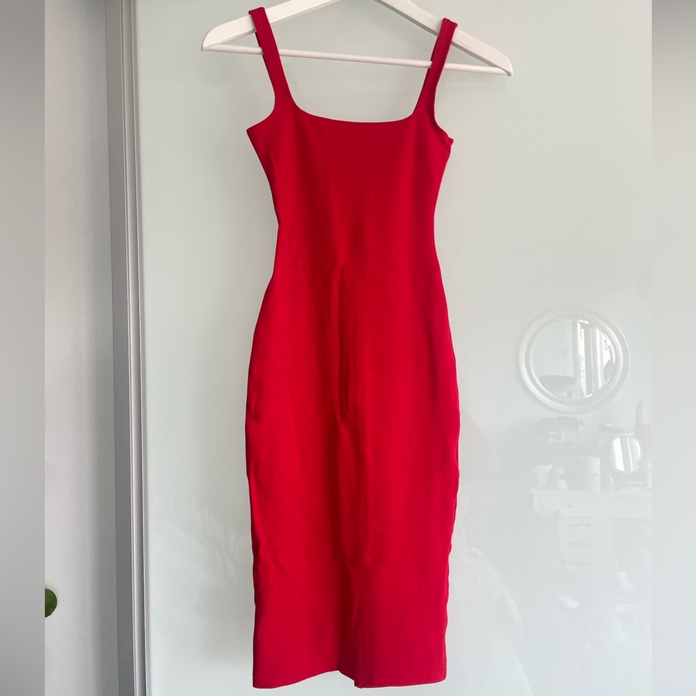 EUC American Apparel Women’s Red Bodycon Midi Cotton Tank Dress Size XS